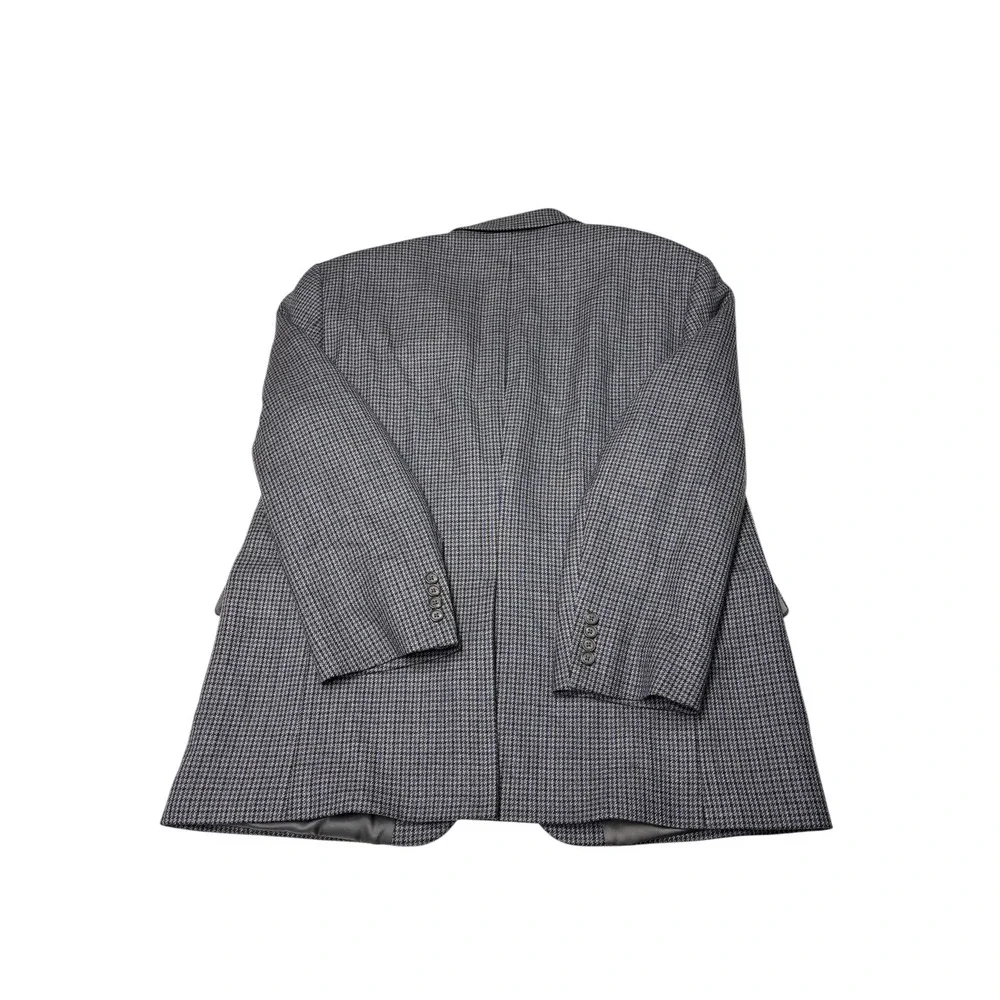 Lauren Ralph Lauren Mens 48R 100% Wool Houndstooth Sport Coat Blazer Blue Grey